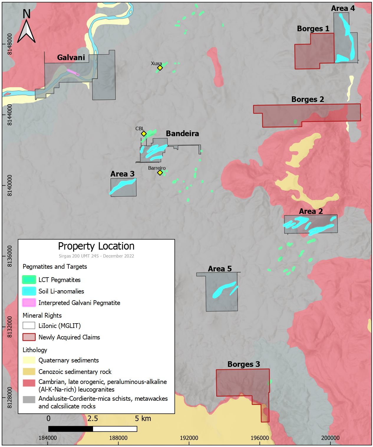 Lithium Ionic Claims on Geology Map